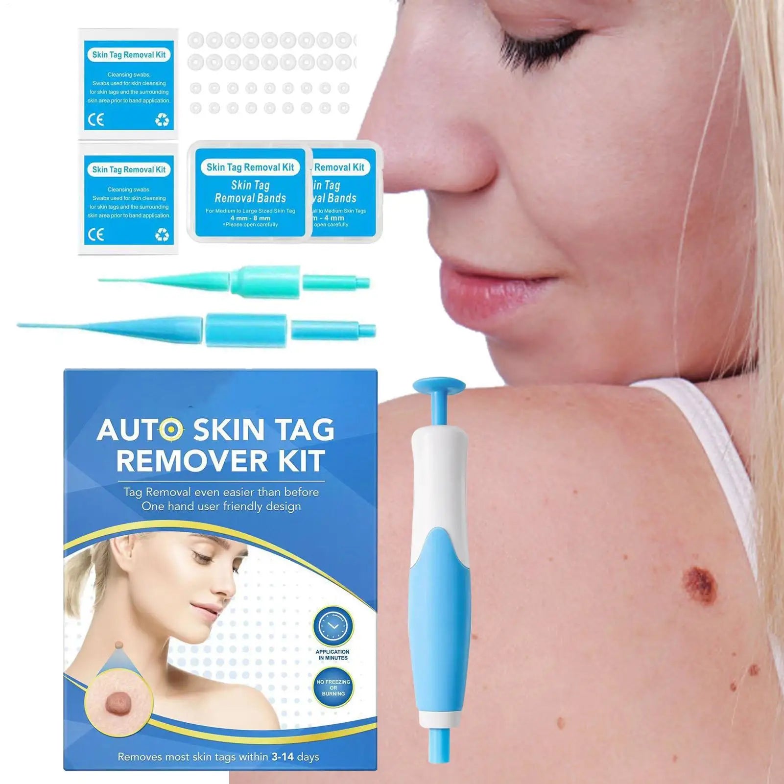 2 in 1 Skin Tag Remover Device Painless Mole Wart Remover Equipment Skin Tag Treatments Tool Skin Tags Removal Device