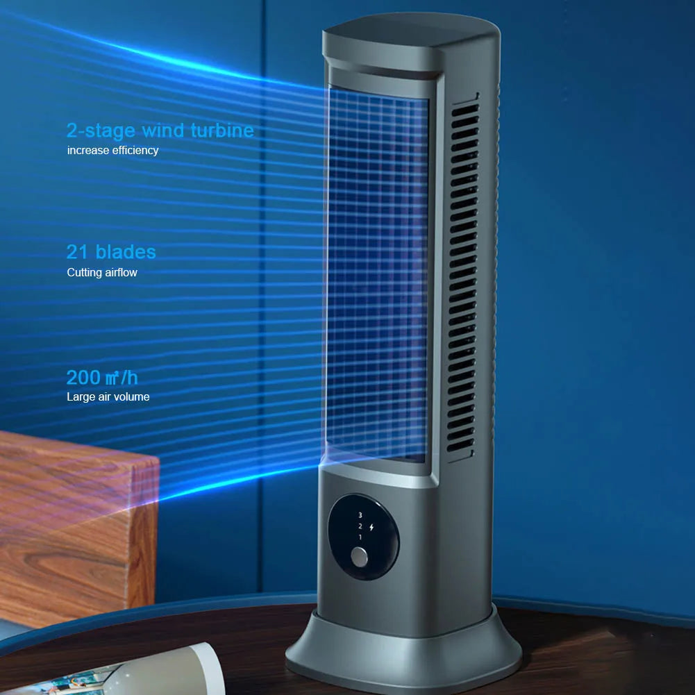 Desk Tower Fan 3 Speeds Quiet Air Cooler Tabletop Air Conditioner Desktop Cooling Fan Summer Ventilation Fan Desktop Cooling Fan