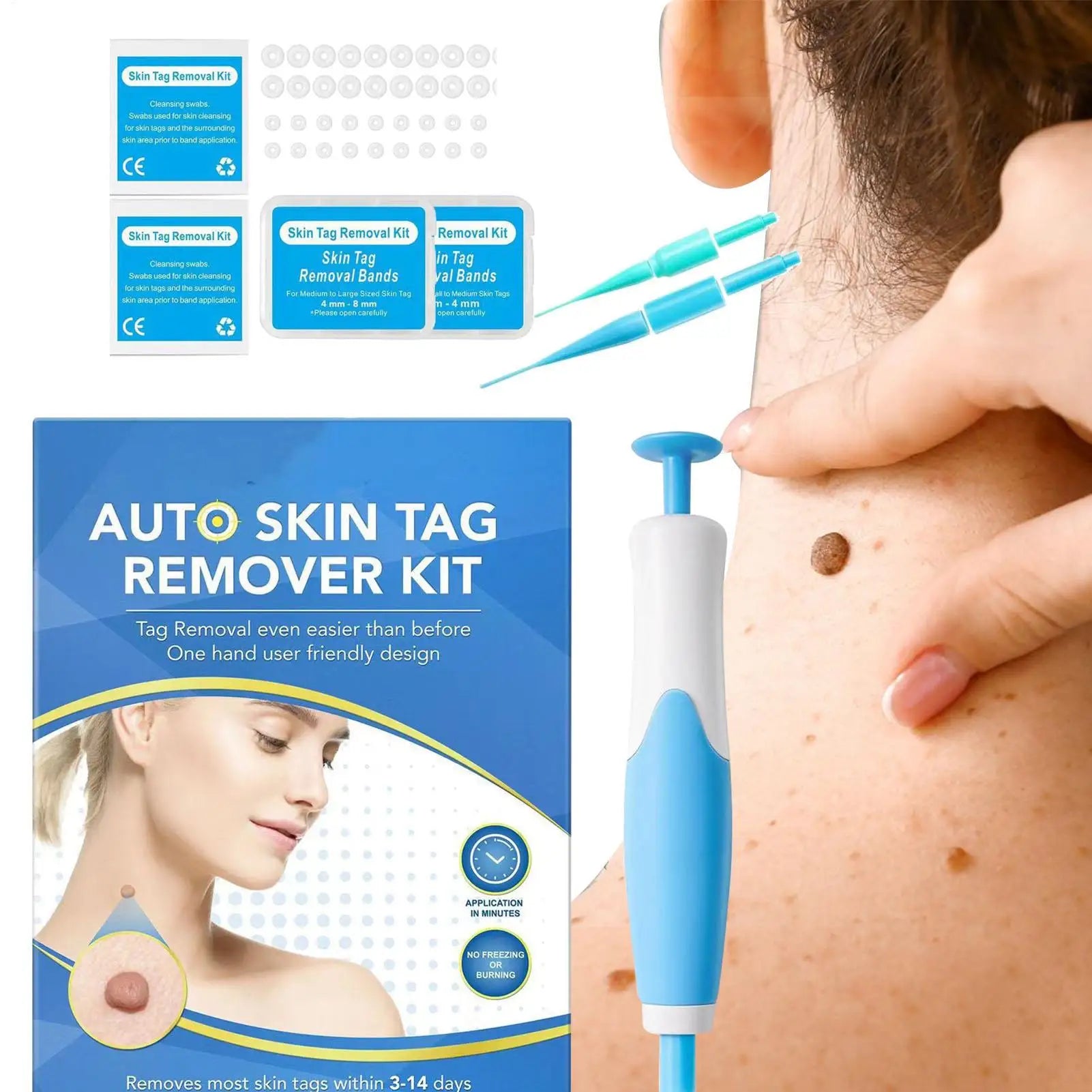 2 in 1 Skin Tag Remover Device Painless Mole Wart Remover Equipment Skin Tag Treatments Tool Skin Tags Removal Device
